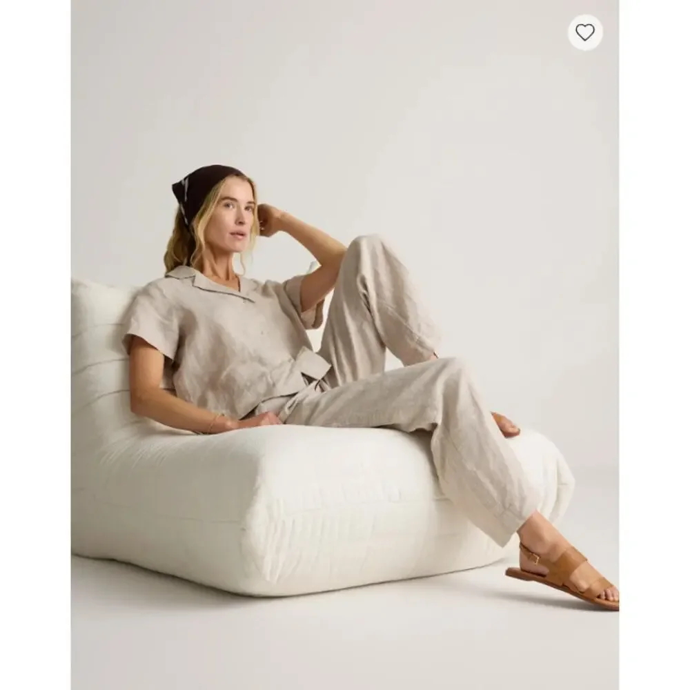 QUINCE 100% European Linen Wide Leg Pants Flax Sz L NWT {3T30}
